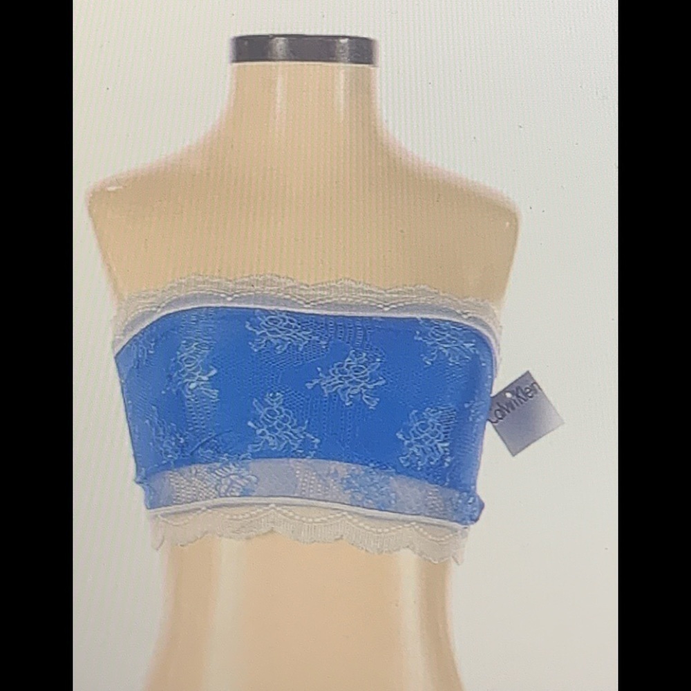 Calvin Klein Size Small Blue Lace Bandeau Tube Top